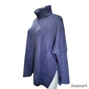 Gap Slouchy Oversized Turtleneck Sweater Blue Size Small Touch of Wool Relaxed